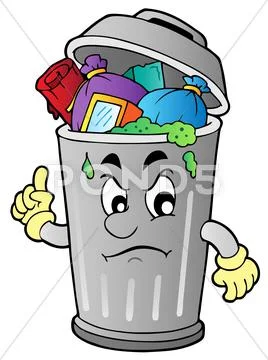 Angry cartoon trash can Stock Illustration