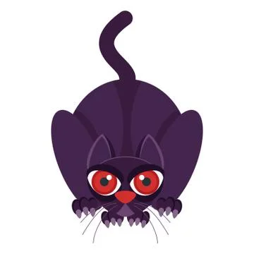 Angry cat is attacking, ready to jump. Flat vector illustration. Stock-Illustration