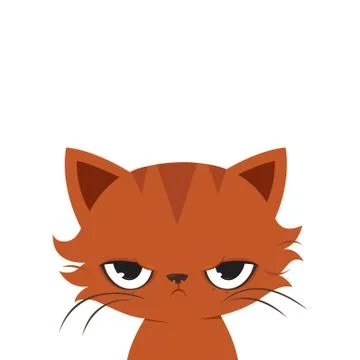 Angry cat cartoon. Cute grumpy cat Stock Illustration