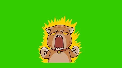 Angry Cat Glowing Animation - Green Screen Stock Footage 282773997