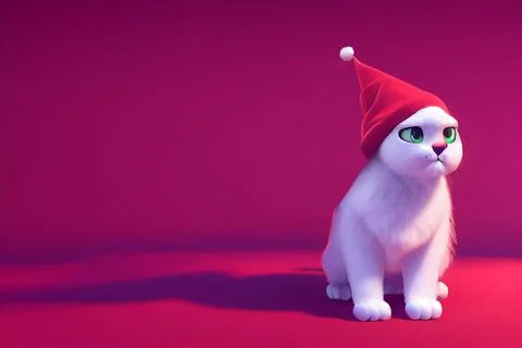 Angry Cat with Red Hat Stock Illustration