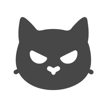Angry Cat Silhouette Vector Icon Bold Mascot Logo for Sports Teams, Branding Stock Illustration