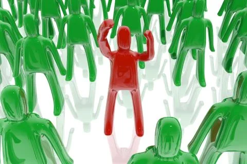 Angry character in the crowd Illustrazione stock