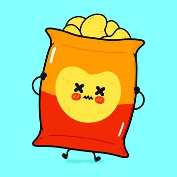 Angry Chips character. Vector hand drawn cartoon kawaii character illustrat.. Stock Illustration