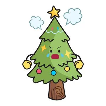 Angry Christmas tree mascot  Stock Illustration