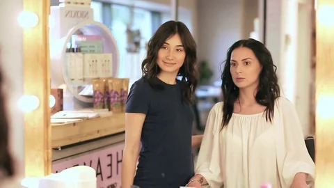 An angry client complaining about bad makeup Stock Footage 76110441