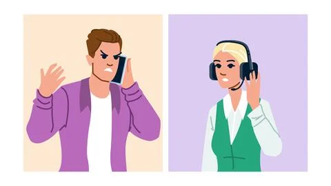 Angry client complaining to customer service representative Stock Illustration