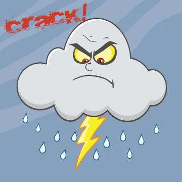 Angry Cloud Lightning With Rain And Text Stock Illustration