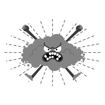 Angry cloud with rain. vector illustration Stock Illustration