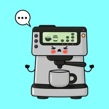 Angry coffee machine needing service illustration Stock Illustration