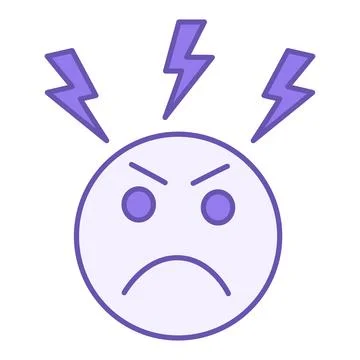 Angry Colored Icon. Vector Icon. Malevolent Facial Emotions. Mood Concept Stock Illustration