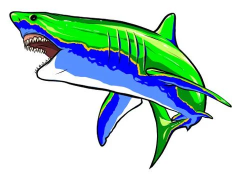 Angry colored shark vector icon illustration art Illustrazione stock