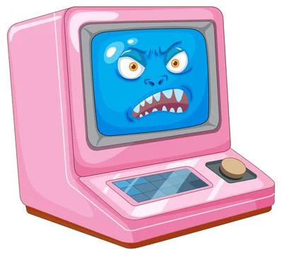 Angry Computer Cartoon Illustration Stock Illustration