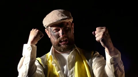 Angry construction worker protesting, slow motion Stock Footage 79077445