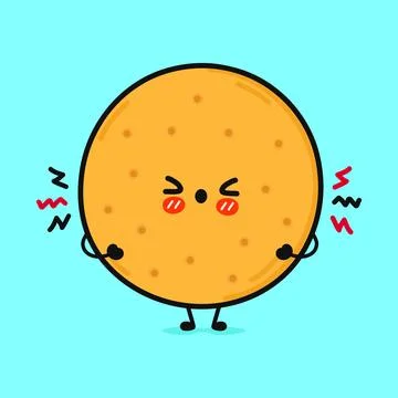 Angry cookies character. Vector hand drawn cartoon kawaii character illustr.. Illustrazione stock