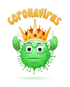 Angry coronavirus holds a crown over his head Stock Illustration