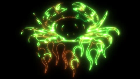 Angry crab with claws on flames Stock Footage 274489312