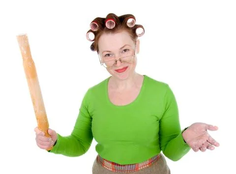 Angry crazy  housewife Stock Photos