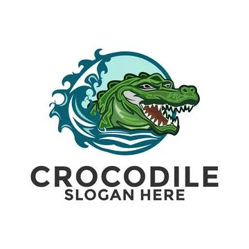 Angry crocodile with wave vector mascot logo design. wildlife alligator or .. Stock Illustration