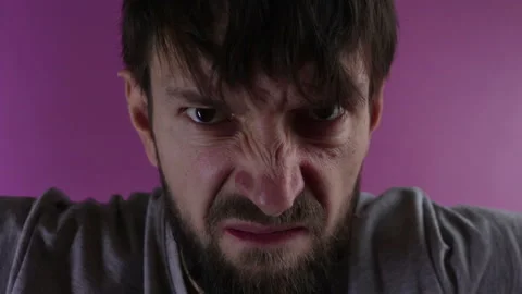 Angry dangerous man face negative emotion close up Stock Footage 120167404