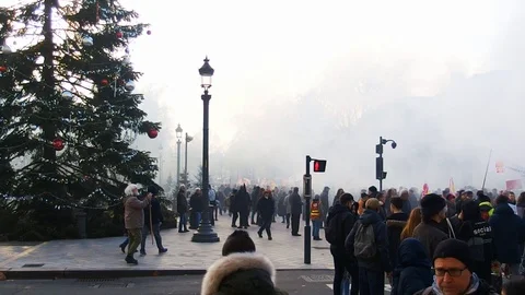 Angry demonstrators marching off through... | Stock Video | Pond5