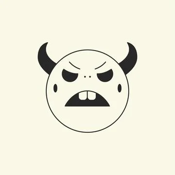 Angry devil aggressive monster head cartoon character retro 30s animation s.. Illustrazione stock
