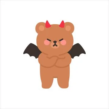 Angry Devil Bear Standing with Arms Crossed and an Annoyed Expression Stockillustratie