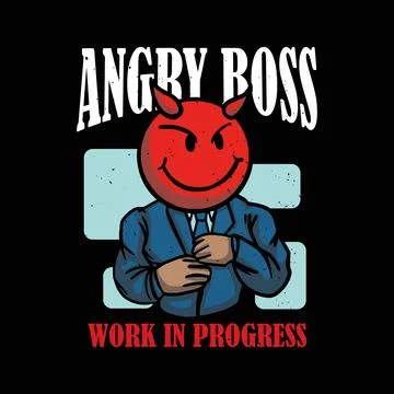 Angry devil in business suit. Vector illustration on black background. Stock-Illustration