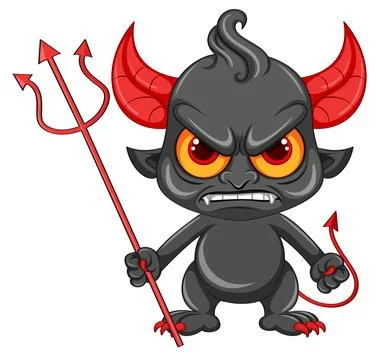 Angry devil cartoon character Stock Illustration