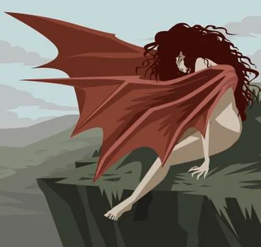 Angry devil demon vampire with bat wings Stock Illustration