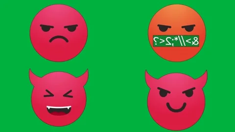 Angry devil emoji red devil emoji green devil emoji pink devil emoji Stock Footage 309643702