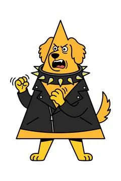Angry Dog in Leather Jacket Stock Illustration