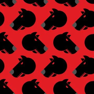 Angry dog seamless pattern. Background of aggressive animal with red eyes. Te Stock Illustration