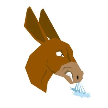 Angry donkey. Head of an aggressive beast with grin. Beast growls. Scary fero Stock Illustration