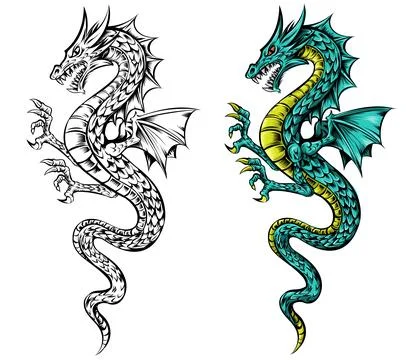 Angry dragon cartoon Collection. vector illustration Ilustração Stock