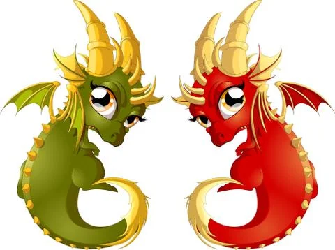 Angry dragon cartoon Stock Illustration