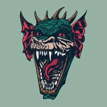 Angry dragon head illustration. vector Illustration Stock Illustration