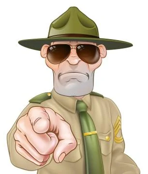Angry Drill Sergeant Pointing Stock Illustration