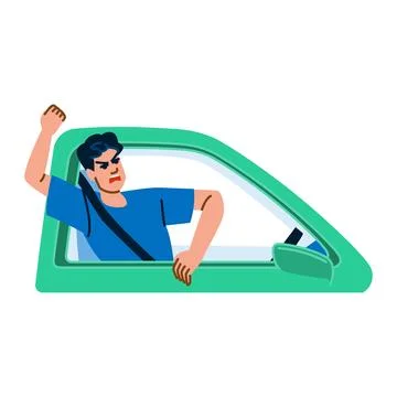 Angry driver shouting and gesturing from car window Stock Illustration