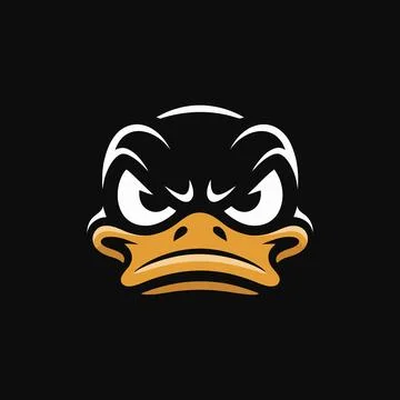 Angry Duck Illustration with Bold Features on a Black Background Stock Illustration