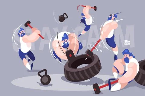 Angry dudes with sledgehammers Stock Illustration