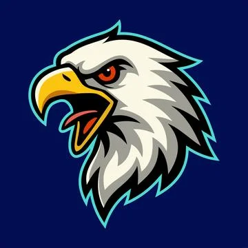 Angry Eagle Character Emblem Badge e-Sport Logo Vector Template Stock Illustration