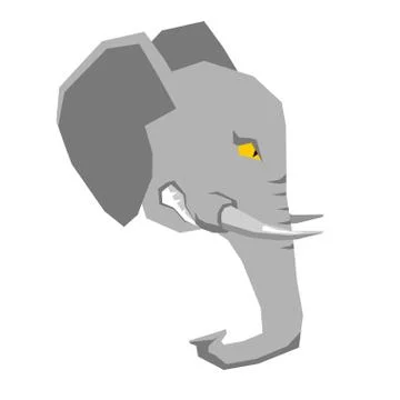 Angry elephant. head of  big aggressive animal with grin. Wild beast growls.  Stock Illustration