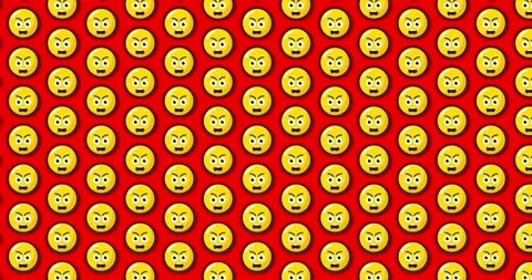 Angry emoji animated tile Loopable motion graphics pattern background. Over.. Stock Footage 224357230