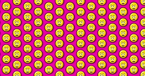 Angry emoji animated tile Loopable motion graphics pattern background. Over.. Vídeos de archivo 224357243