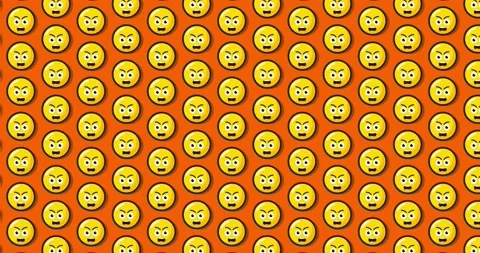 Angry emoji animated tile Loopable motion graphics pattern background. Over.. 스톡 동영상 224357244