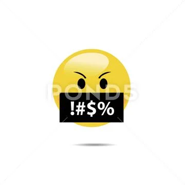 Angry emoji curse emoticon. Swear word reaction bad emoji face icon ...