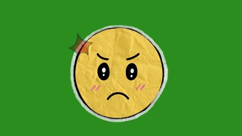 Angry Emoji Paper Texture Overlay | Cute Hand Drawn Face Animation  库存影片 331003153