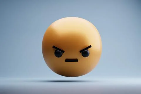 Angry emoticon, 3D render, studio background, social media Stock Illustration