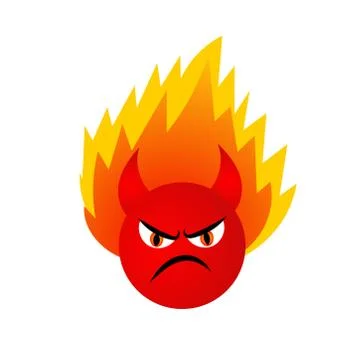 Angry emoticonal. Devil red evil icon with fire. Vector illustration. Stockillustratie